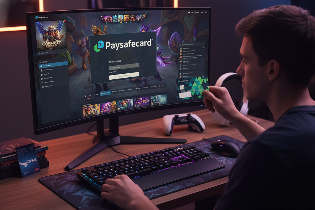 Gamer nutzt Paysafecard Online Bezahlung für sicheres und bequemes Gaming im Internet