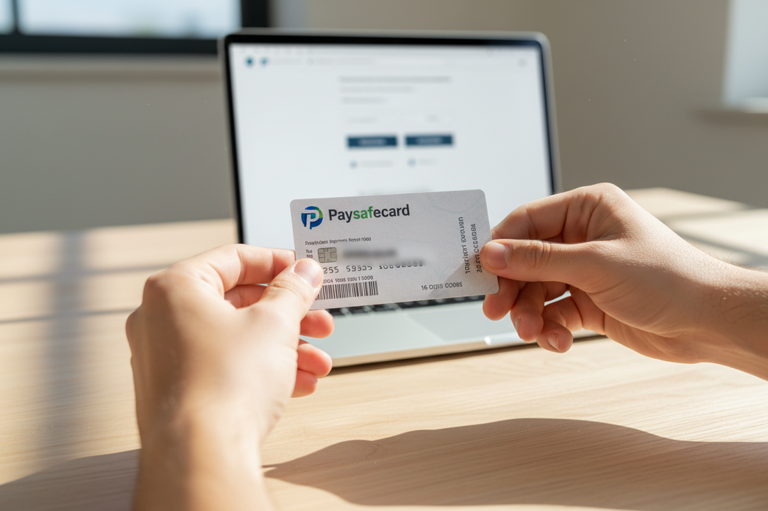 Paysafecard Online Sicherheit beim Bezahlen am Laptop für sicheres und anonymes Einkaufen im Internet