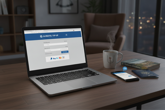 Laptop mit Online-Portal zum Prepaid Guthaben online kaufen, bequem von zuhause aus
