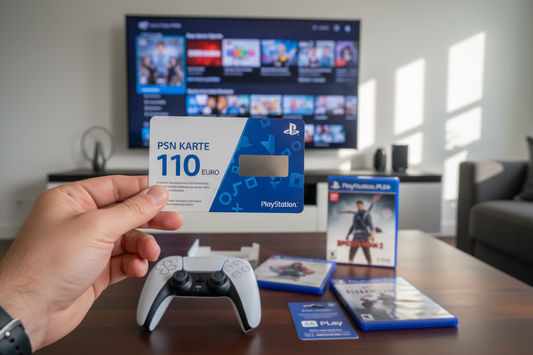 PSN Karte 110 Euro für PlayStation-Spiele und Guthaben bequem im Wohnzimmer einlösen